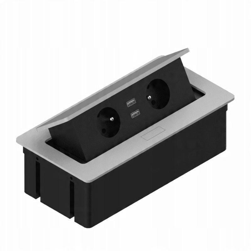 

Przedłużacz Elektrima Kwadro 2x230V 2xUSB Alum.