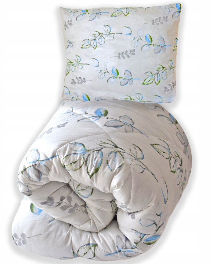 KOŁDRA ANILANA 160X200 i 70X80 KOMPLET Polski produkt ZESTAW zielone gałązk