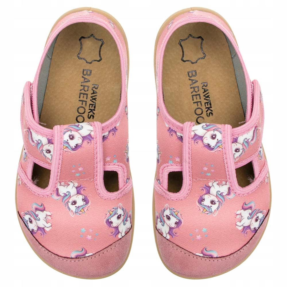 Barefoot Kapcie do przedszkola Raweks Unicorn różowy rozmiar 26 16,5 cm