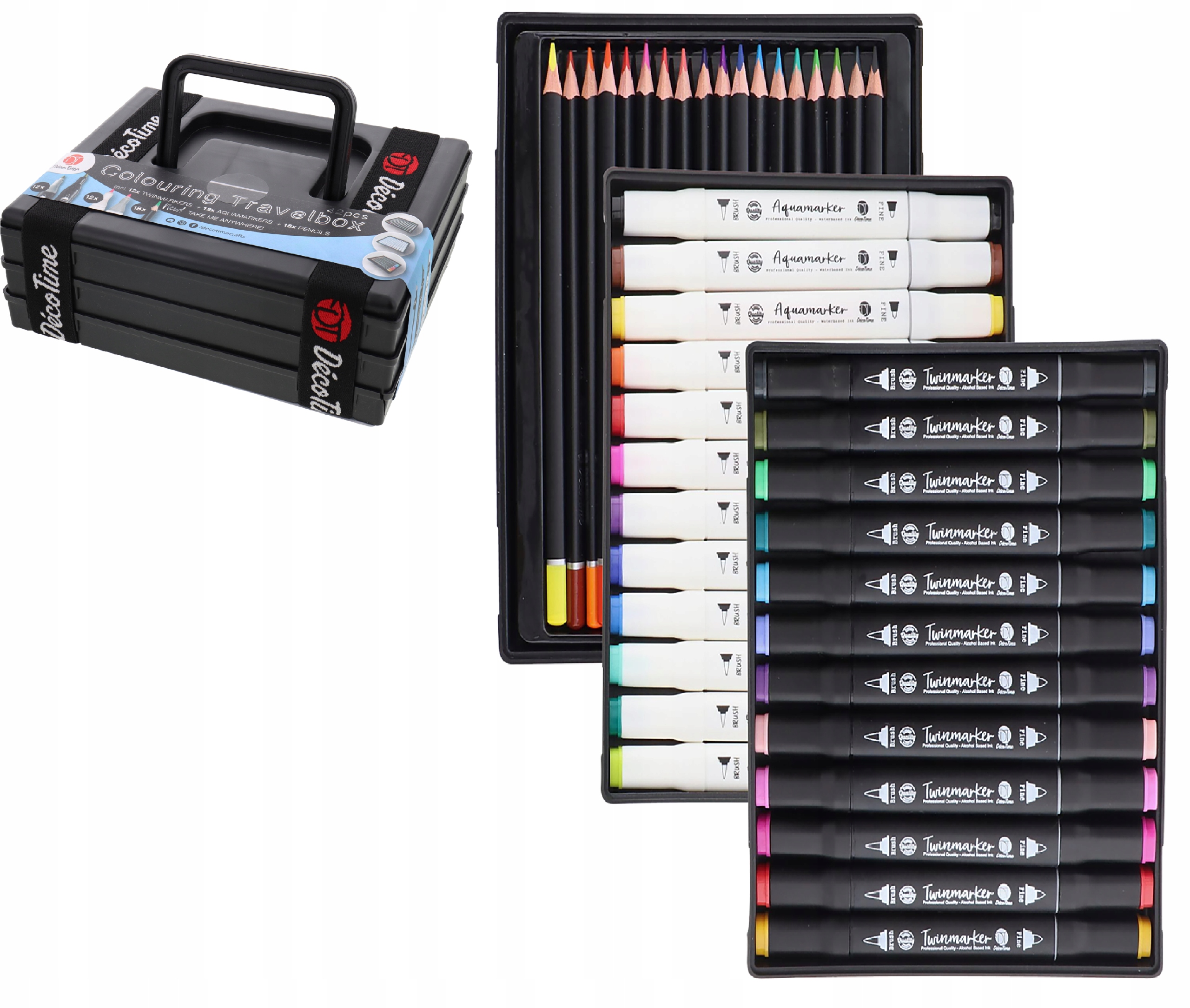 PISAKI PODWÓJNE ALKOHOLOWE WODNE KREDKI TRAVELBOX