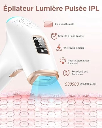 Ipl epilátor 999900 záblesků 9 úrovní 3 funkce Hr Sc Ra