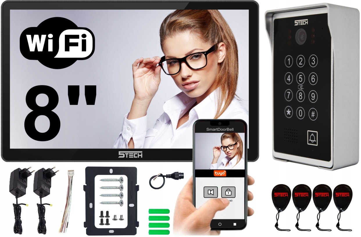 ZESTAW WIDEODOMOFON MONITOR 8" WIFI 5TECH AHD APLIKACJA NAJNOWSZA SERIA!!!