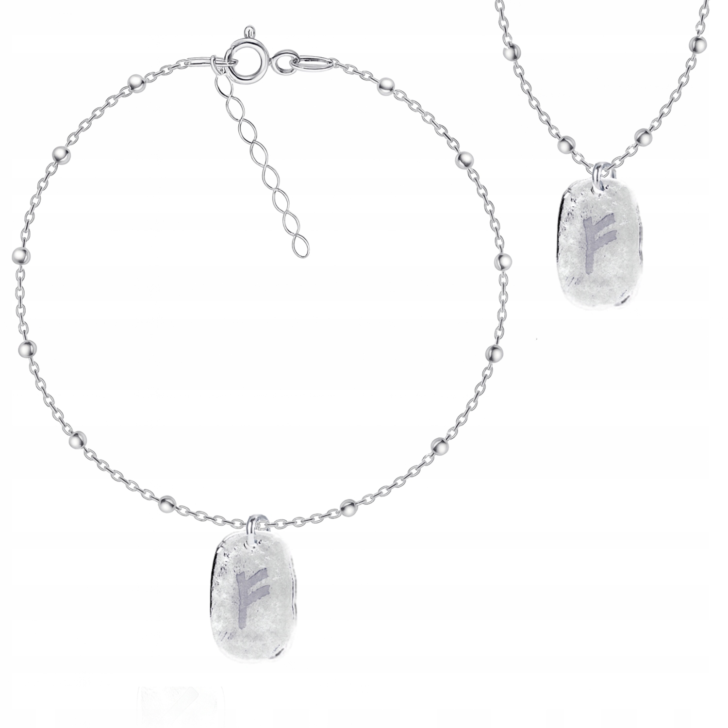 Runa Fehu Viking Stříbrná kuličková souprava šperků stříbro 925