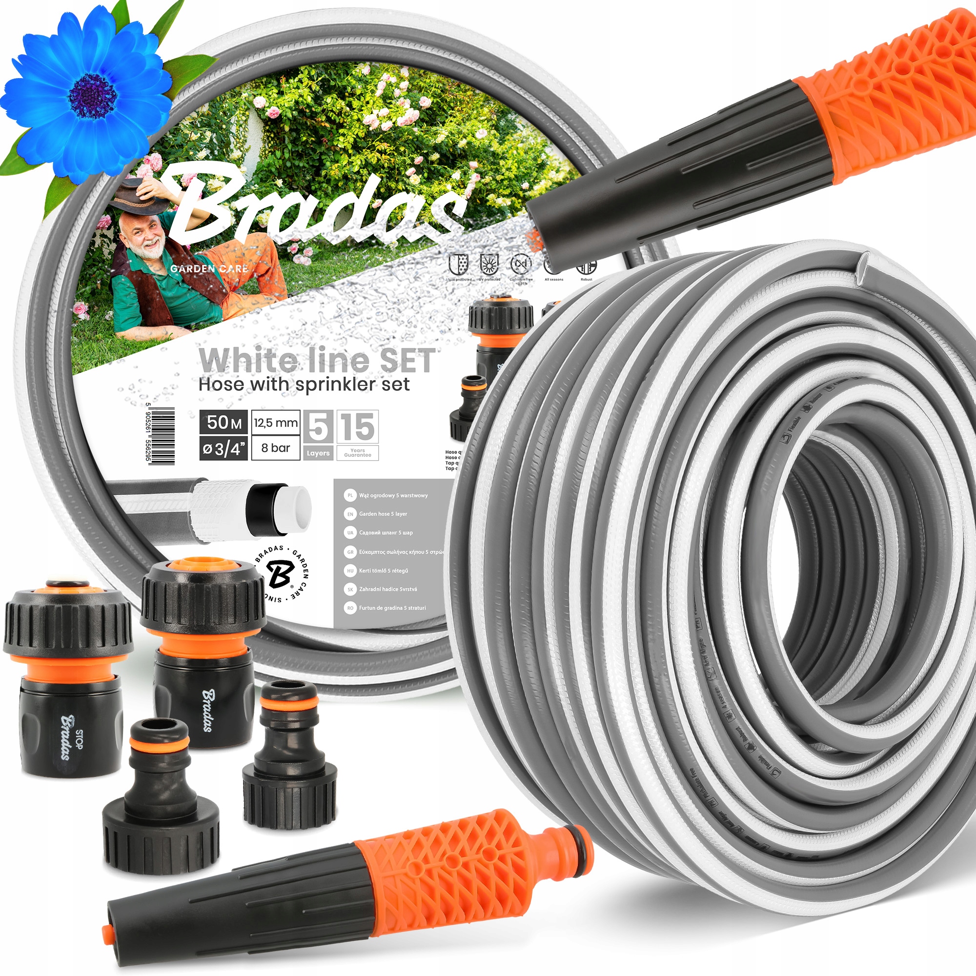 Záhradná Hadica 3/4 Vody Zvinovacia 50 m Zalievanie Šlauf 5-VRSTVOVÁ Zbrojnica Yo