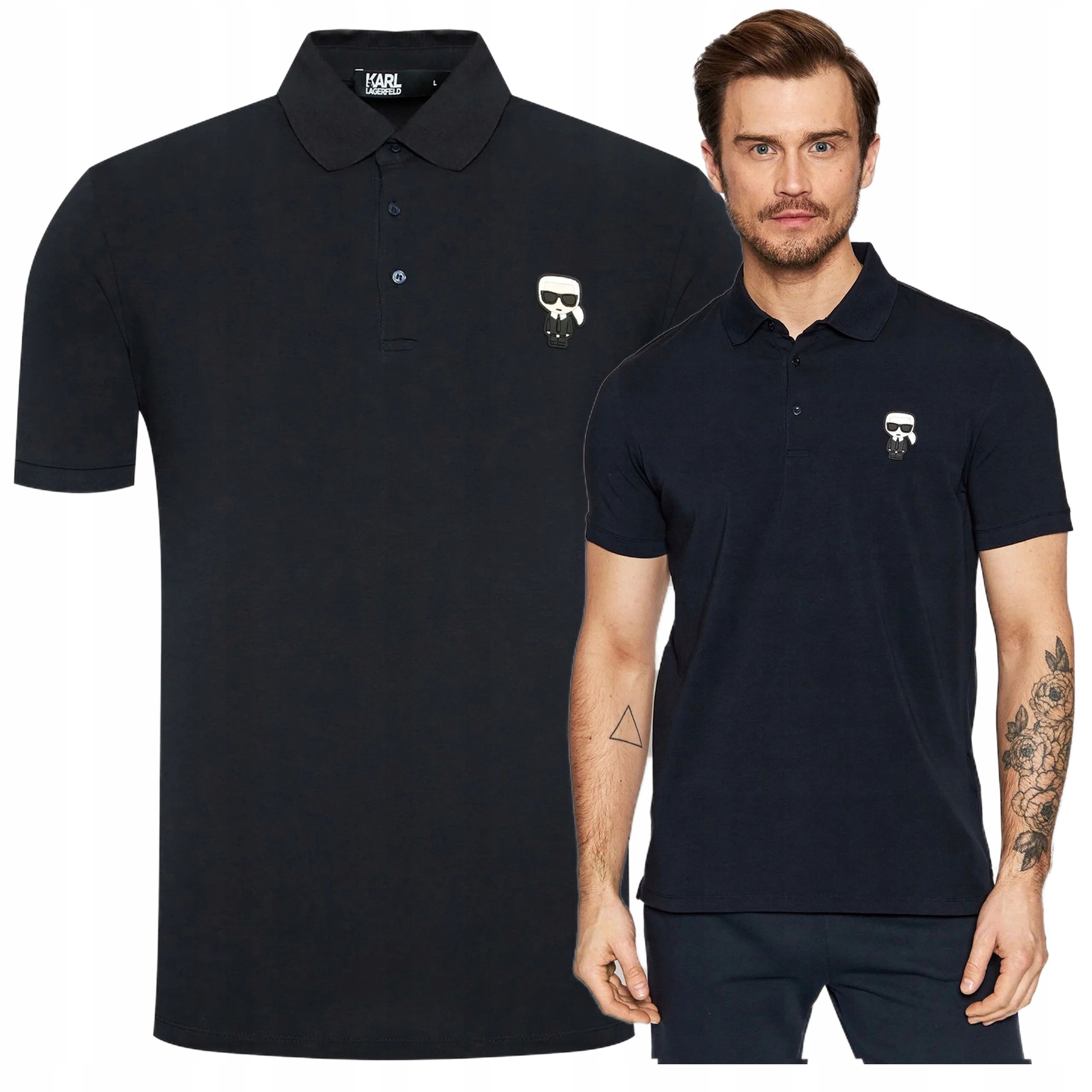 koszulka polo meska granatowa karl lagerfeld polówka meska slim fit ...