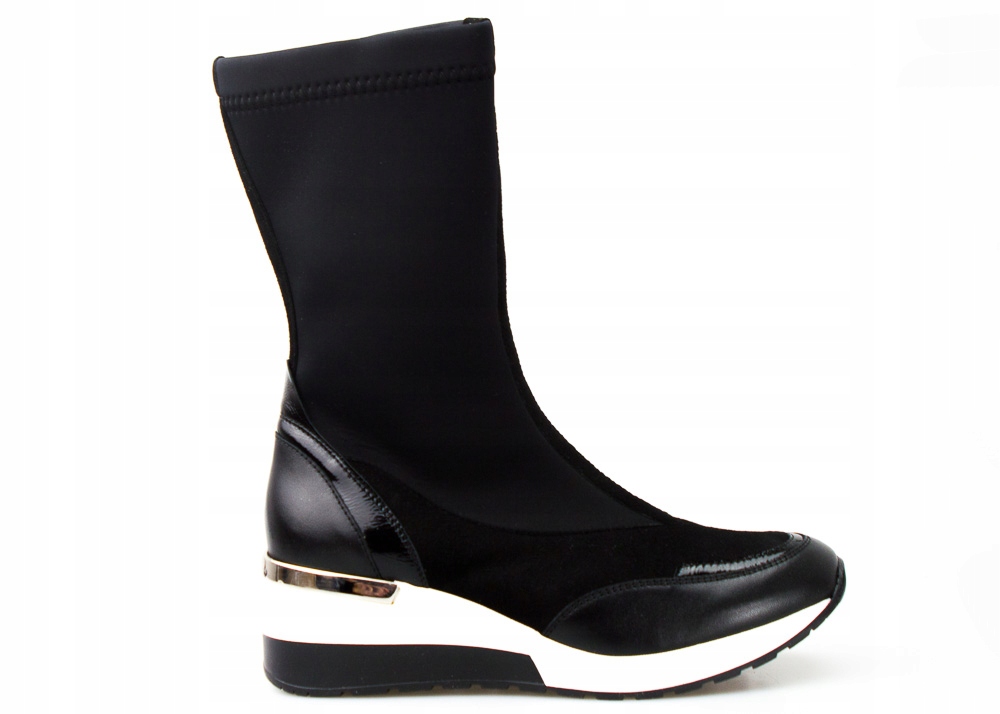 

Czarne Sneakersy Na Koturnie Wysokie Wsuwane 40