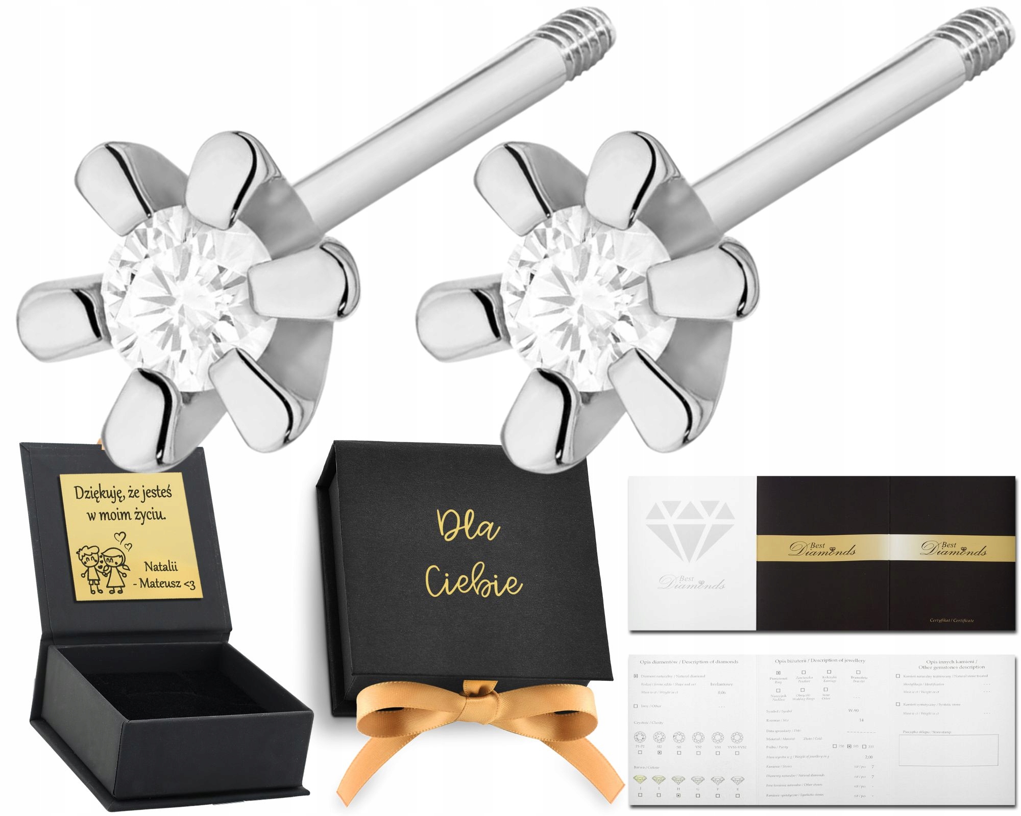 Bílé Zlato Náušnice Na Tyči Diamanty Brilianty Šroubovací Tyčinka Zlato