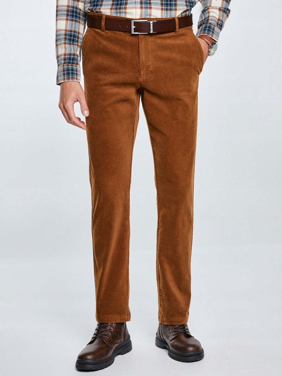 Big Star Pánské manšestrové chinos kalhoty hnědé Trevis 802 W36 L32