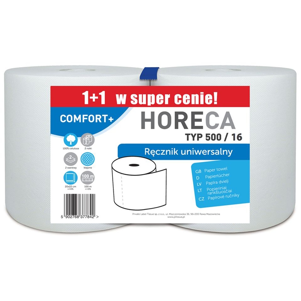 

Ręczniki Papierowe Horeca Białe Celuloza 100m 2szt