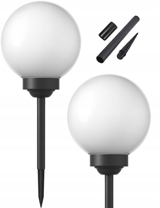 

Lampa solarna ogrodowa kula biała wbijana 15cm