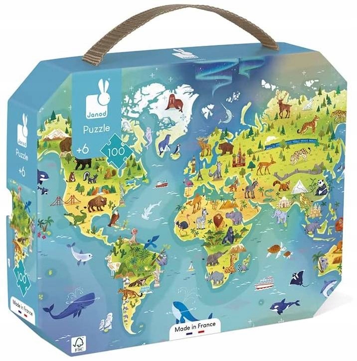 

Janod Puzzle W Walizce Mapa Świata 100 El J02607