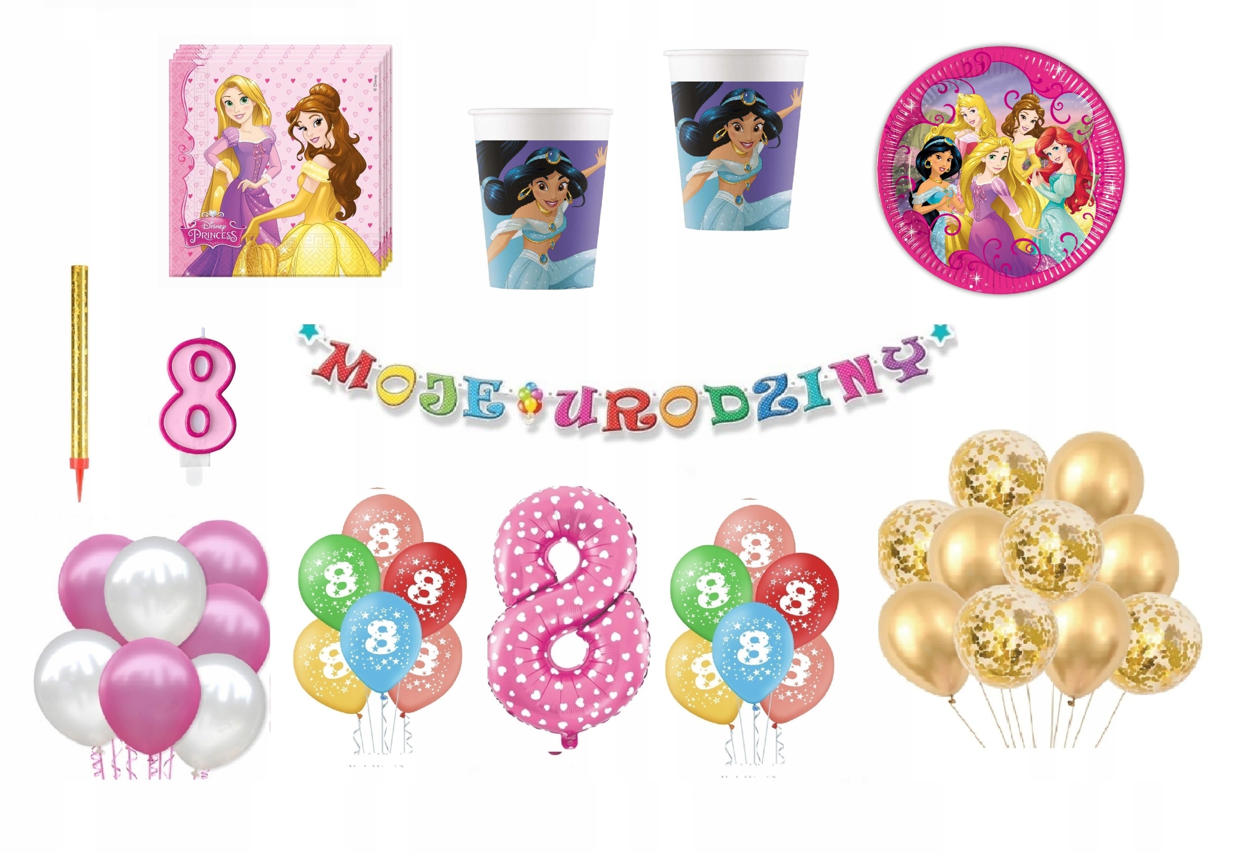 

Zestaw Księżniczka Princess 8 Urodziny Balony