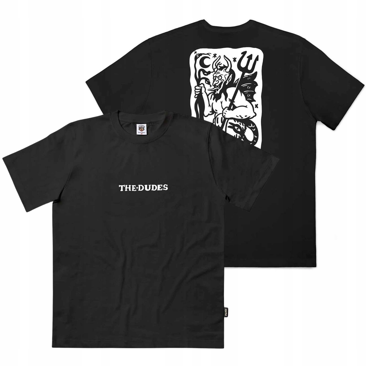 Pánské bavlněné Tričko The Dudes černé s nadměrným potiskem, s potiskem XXL