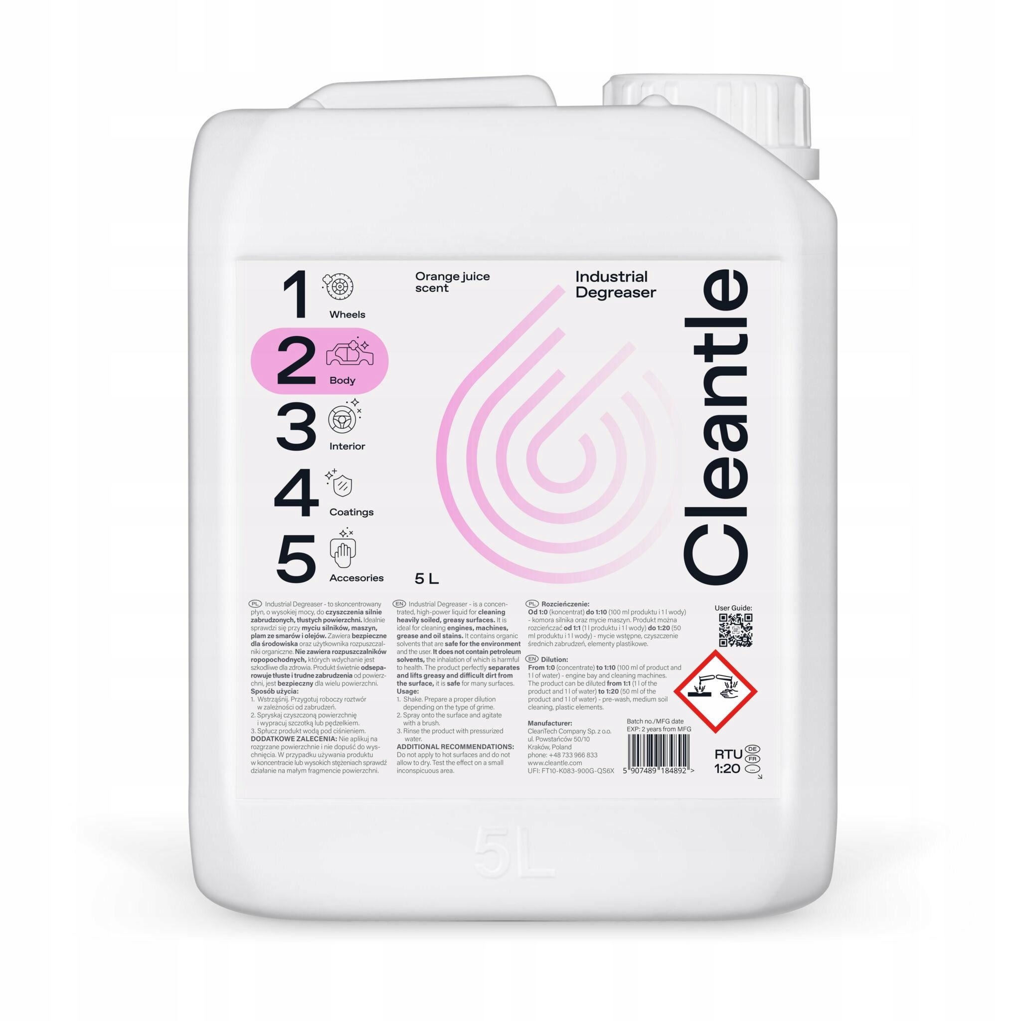 CLEANTLE _ ŚRODEK DO USUWANIA SILNYCH ZABRUDZEŃ INDUSTRIAL DEGREASER 5L