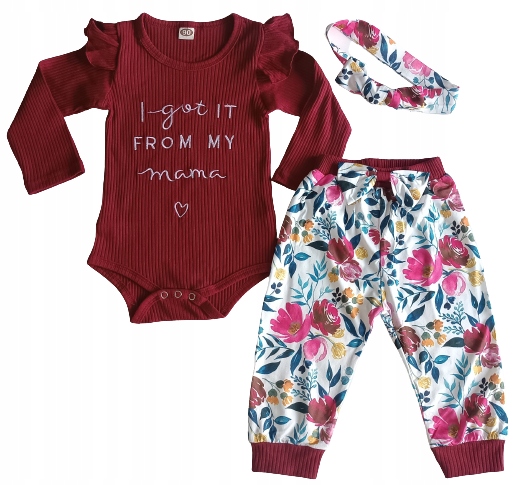 Komplet 3cz. czerwony dla dziewczynki wiosenny