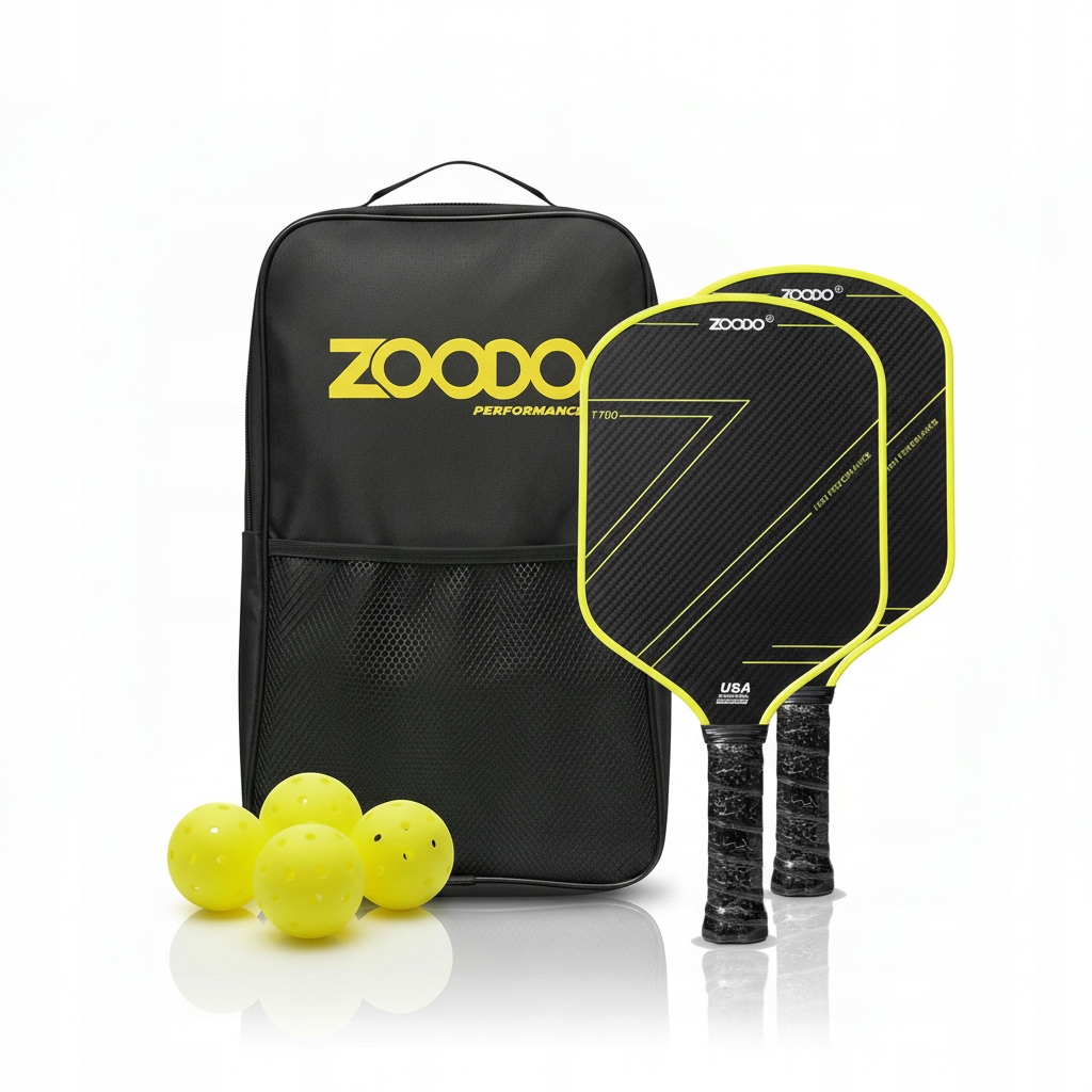 Rakety pro Pickleball Zoodo P5 T700 thermoformed neonově zelené 4 míčky Usapa