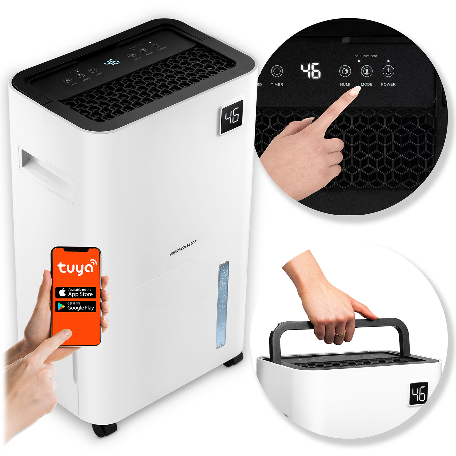 Odvlhčovač Vzduchu Pohlcovač Vlhkosti 20L/24H Hygrostat Wi-fi Časovač Tuya