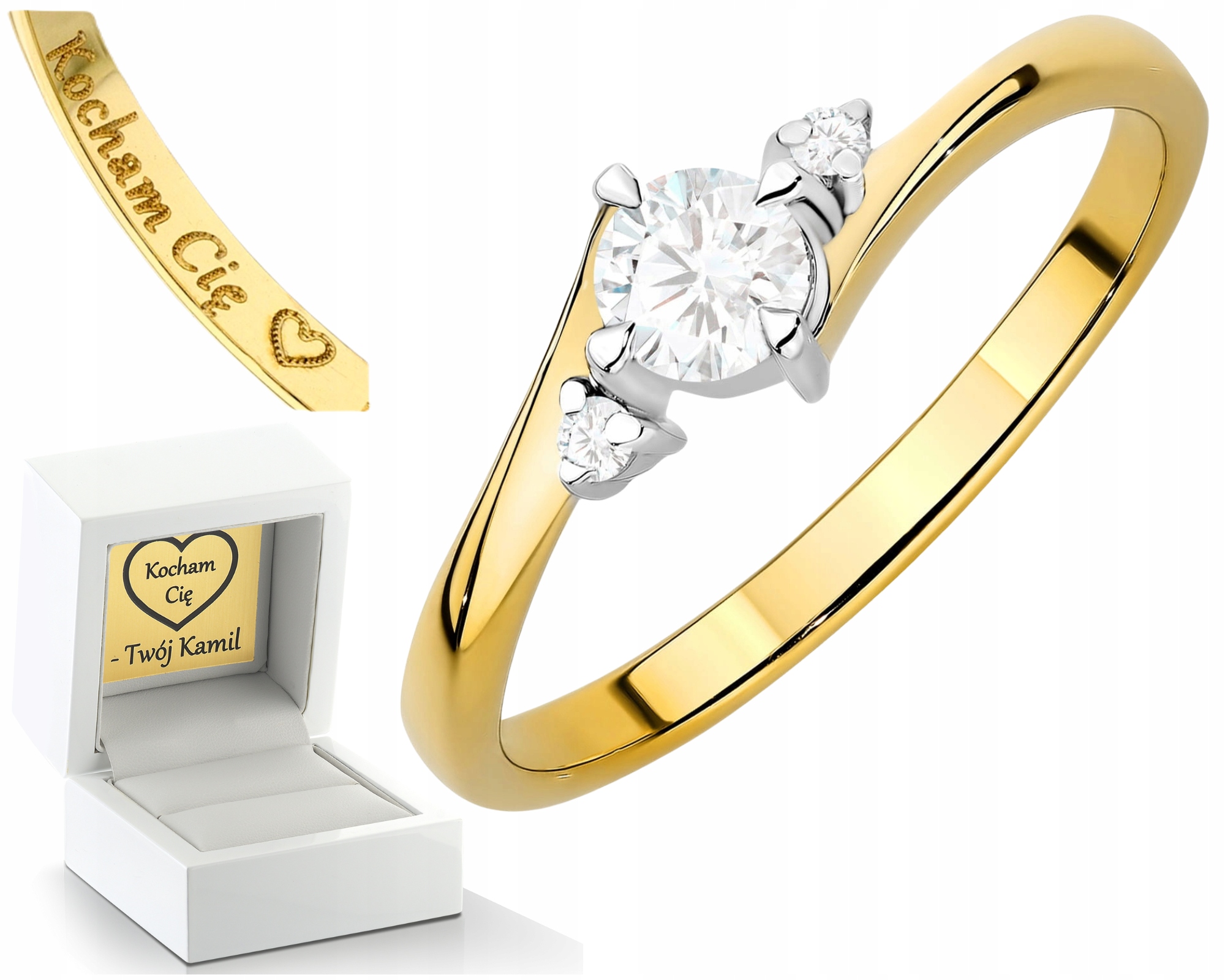 Zlatý Prstýnek Zásnubní Diamanty Lab Drť 585 Dárek