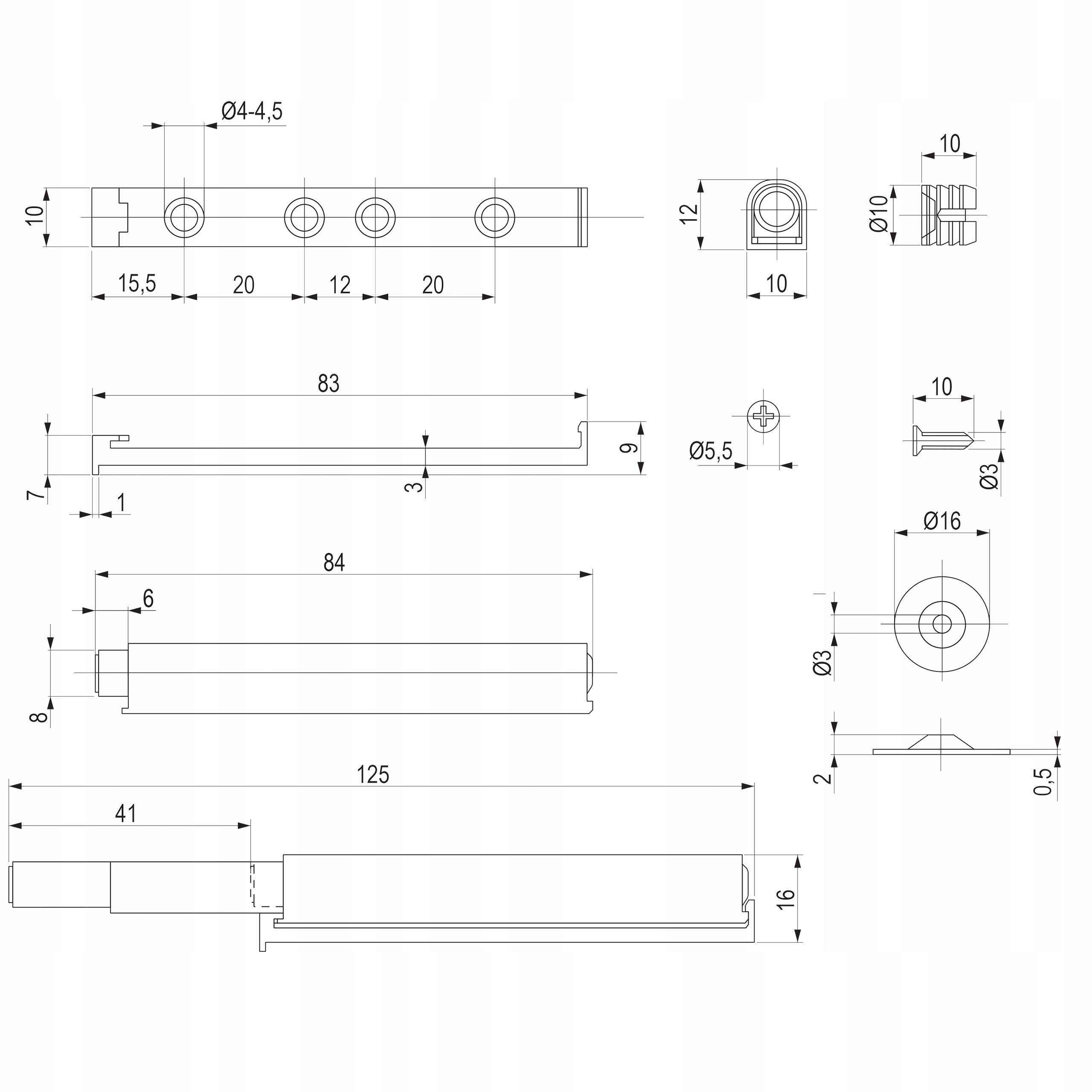 Odbojnik Tip-on push to open Mechanizm do otwierania bezuchwytowego frontów Rodzaj odbojnik