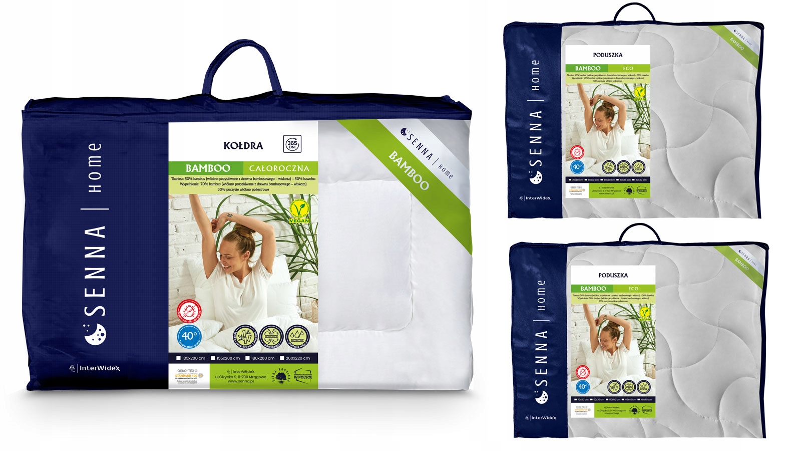 Komplet Bamboo Přikrývka 220x200 2x Polštář 70x80