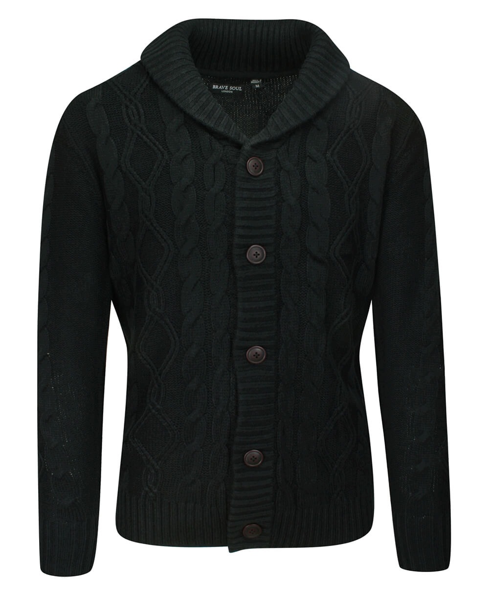 Kardigan Černý, Pletený, Zapínání na Knoflíky, Elegantní -brave Soul- XXL