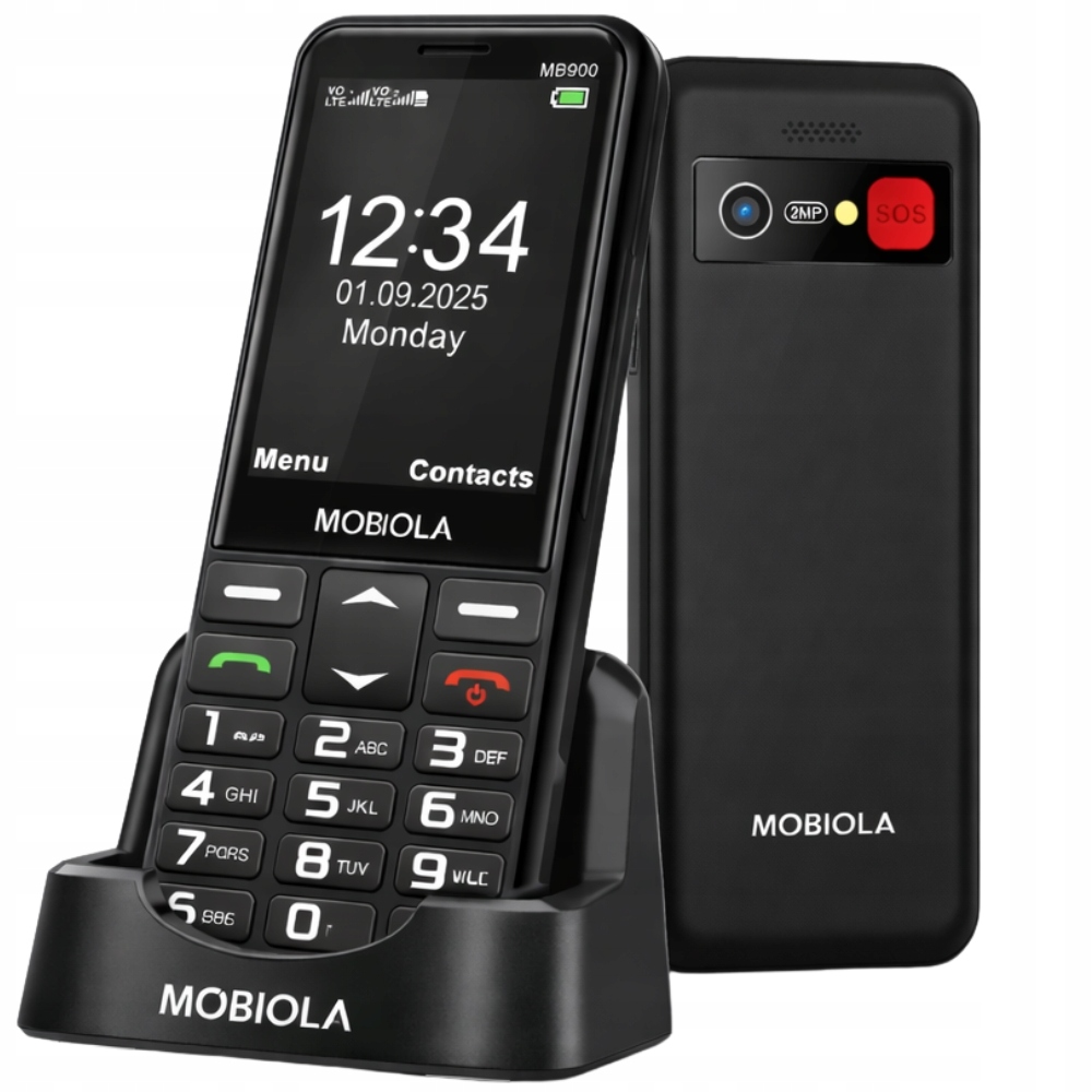 Mobilní Telefon Pro Seniory S Tlačítky Mobiola MB900 4G Lte Černý