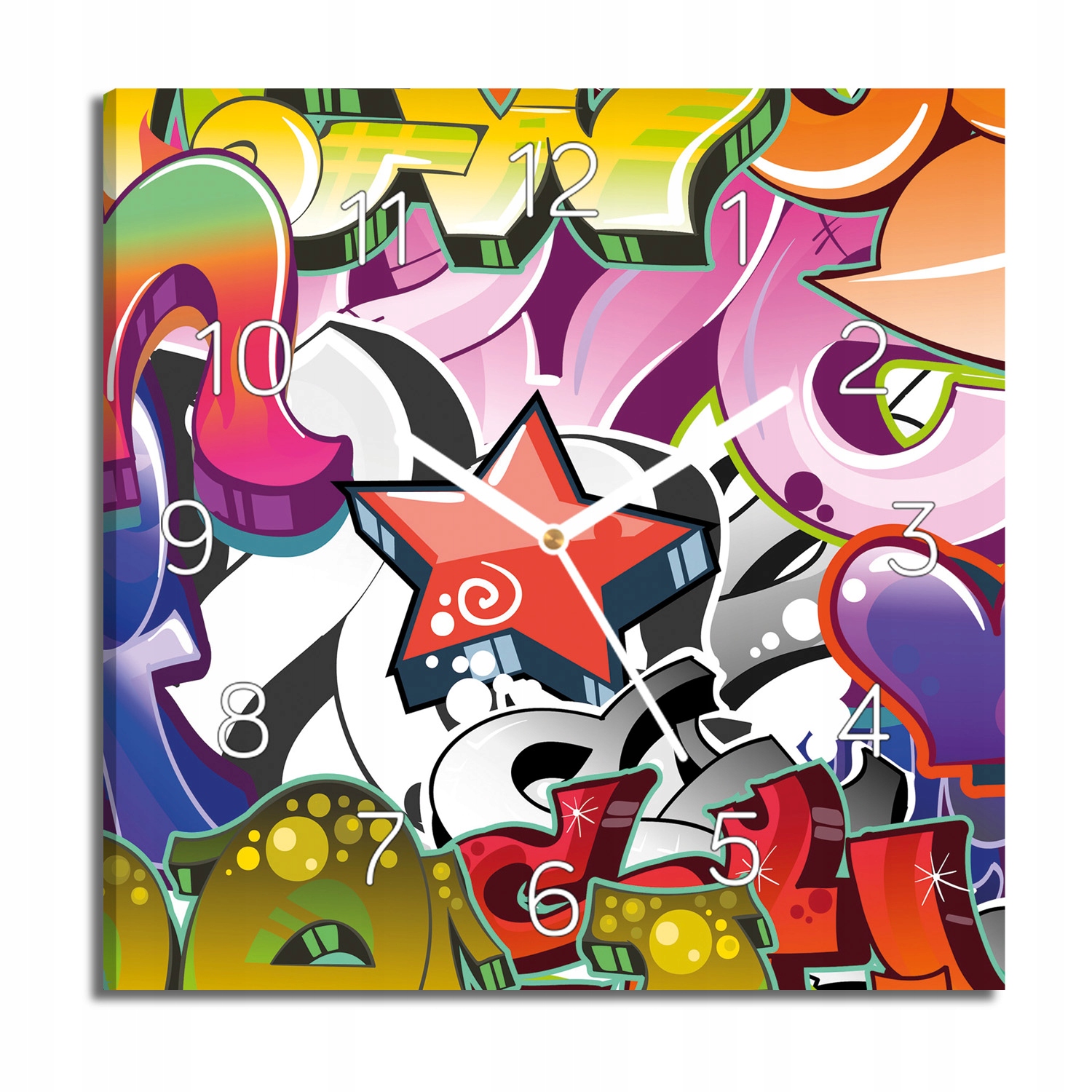 hodiny canvas Graffiti zeď do jídelny 30x30 s fotografií