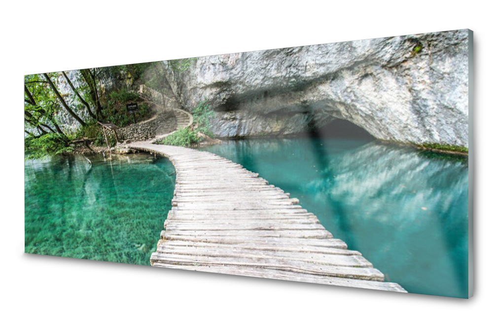 

Panel szklany do kuchni Most Jezioro 125x50