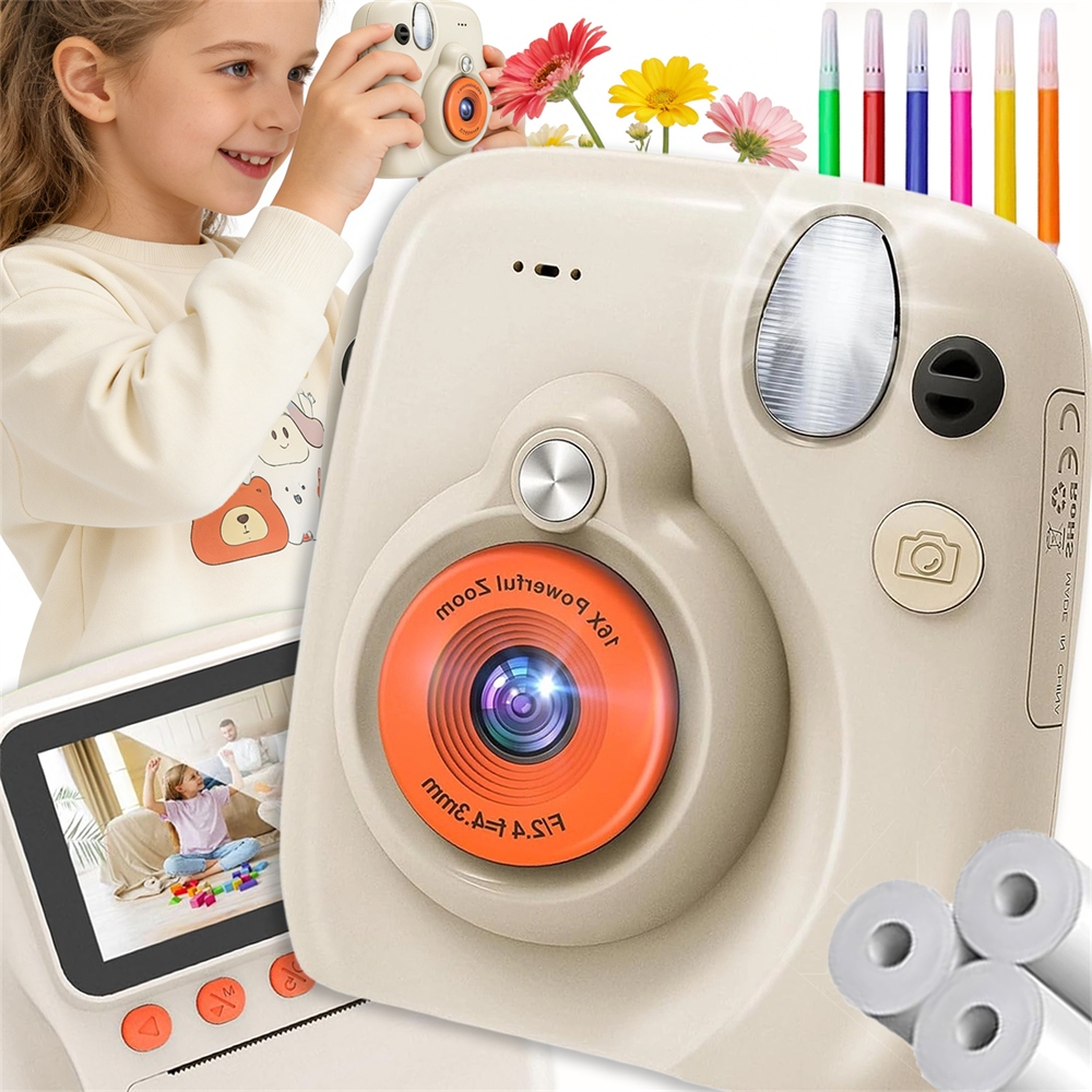 Instantní Digitální Fotoaparát Pro Děti S 3 Rolkovou Tiskárnou, Karta 1080P