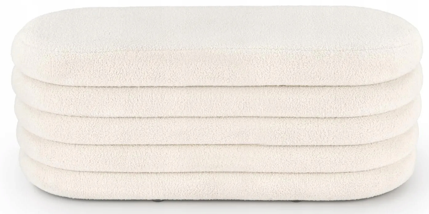 Ławka Tapicerowana Bliss 105 cm Bouclé Kremowa Pufa Siedzisko