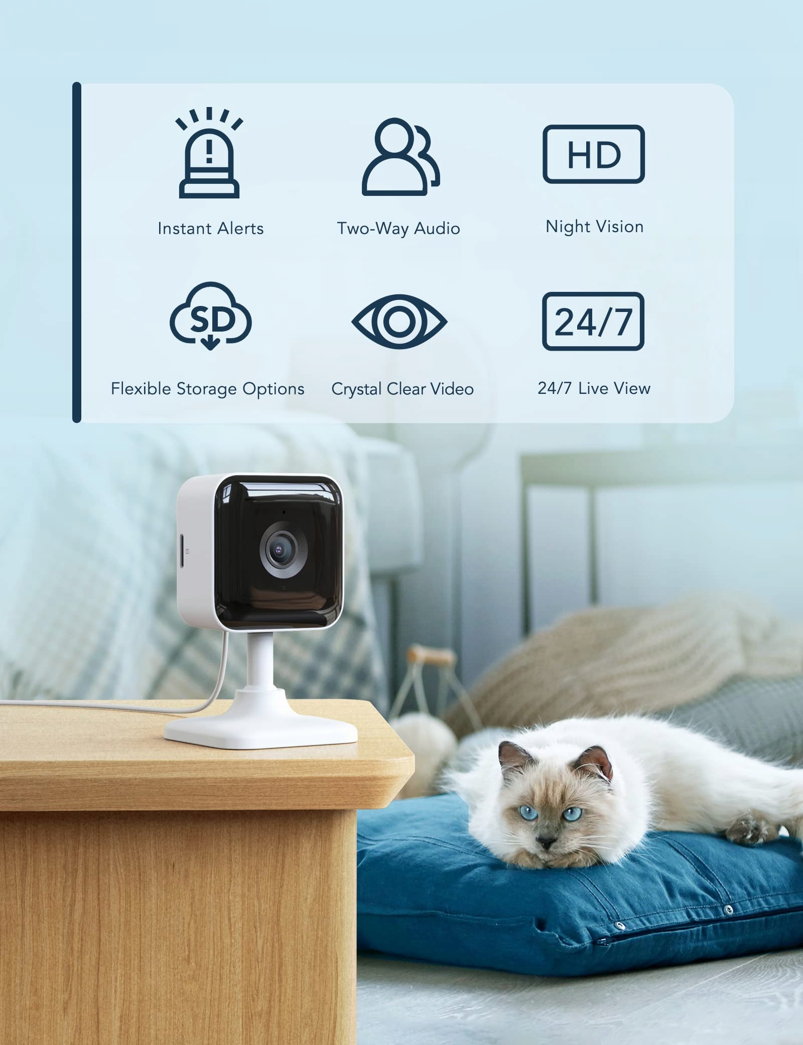 GNCC Kamera Wewnętrzna 1080P Nocna Wizja Alarm Ruchu Dźwięku Alexa — miniatura 2