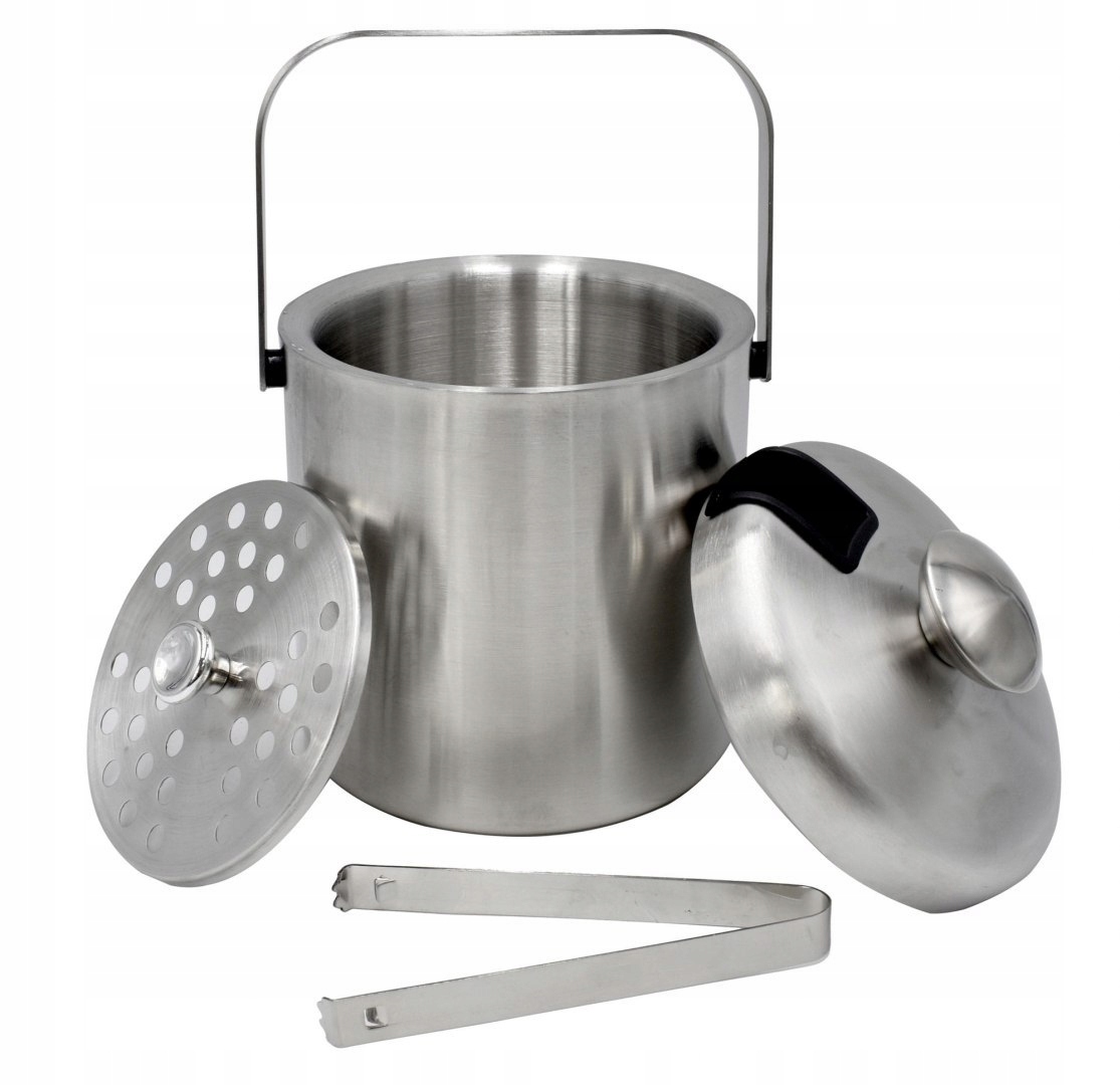 ZESTAW BARMAŃSKI WIADERKO DO LODU WINA TERMOS Z POKRYWKĄ SZCZYPCE BAROWE