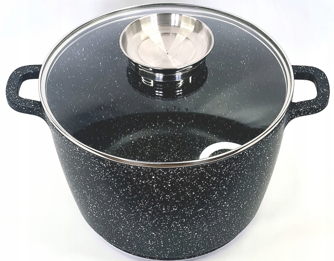 Garnek Granitowy 10 L Z Pokrywą Szklaną Indukcja