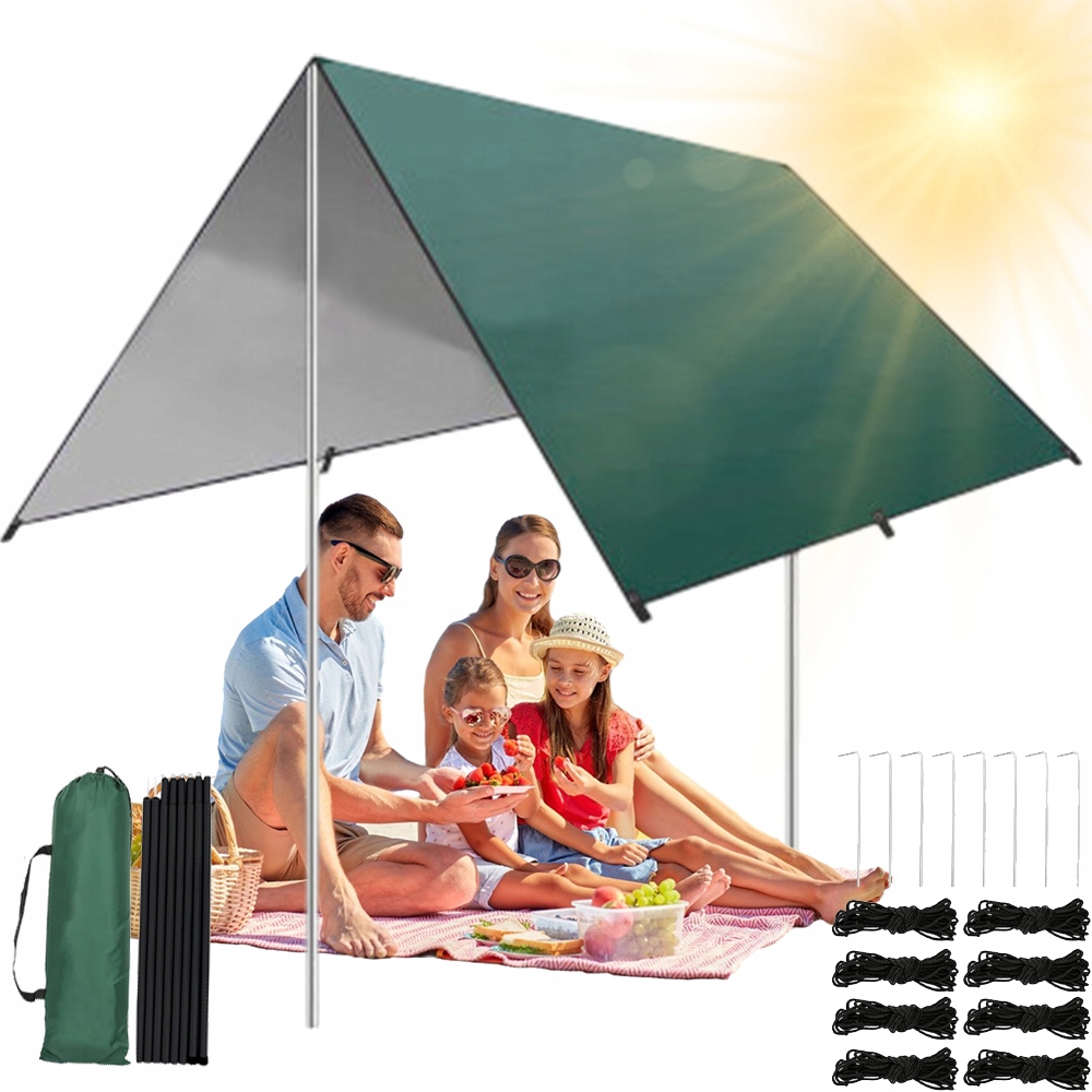 Tarp Płachta Biwakowa Żagiel Przeciwsłoneczny 3-4 Osoby Plenerowy Kemping