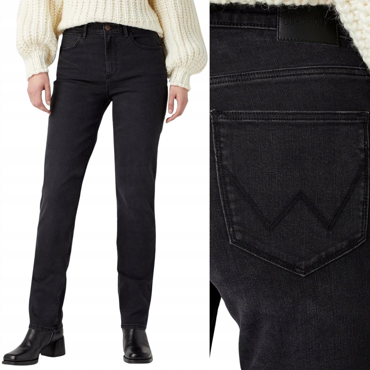 Wrangler Straight Kitty Jednoduché Černé Dámské Džínové Kalhoty W28 L32