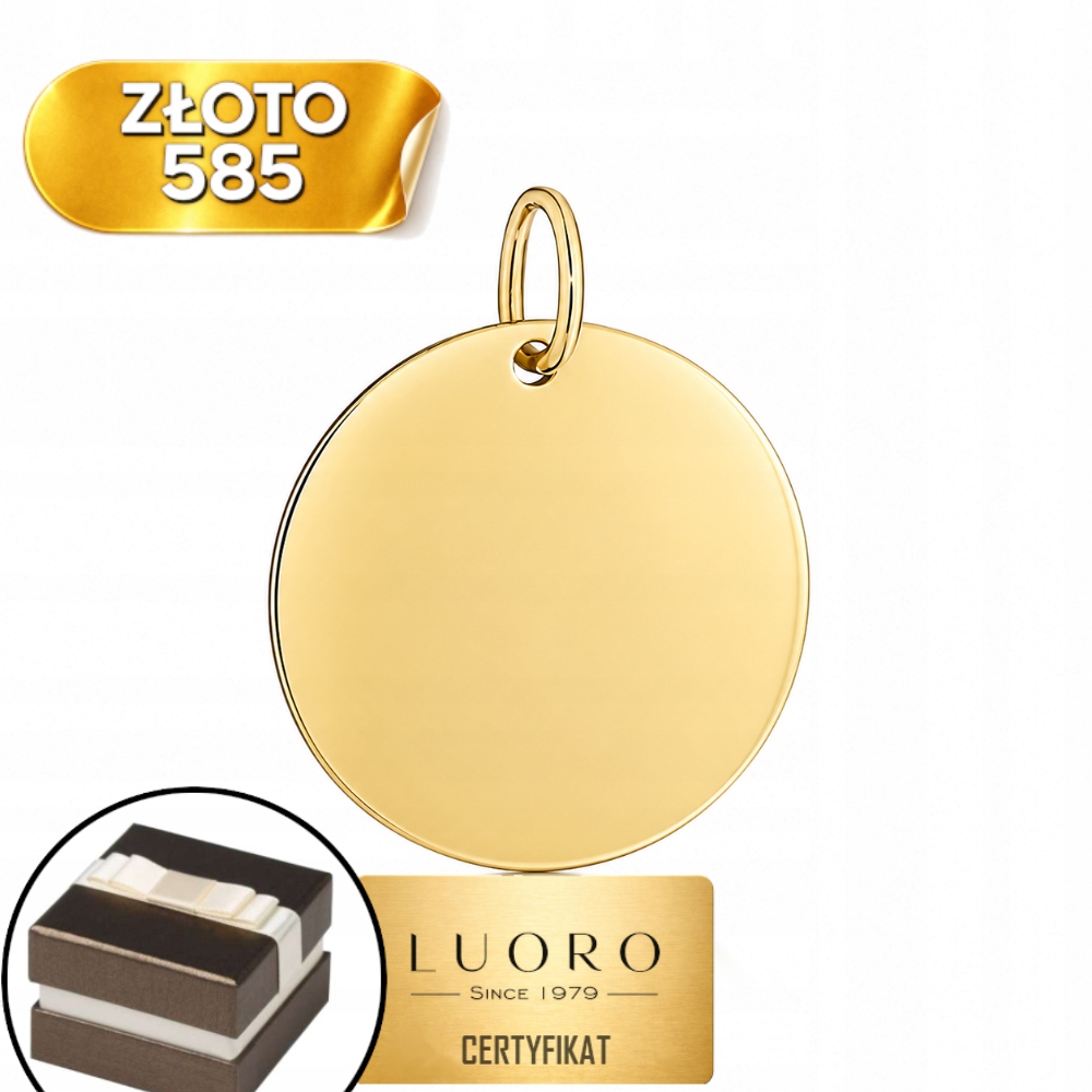 Zlatý Přívěsek 585 14K Plný Kruh 22 MM Elegantní, Jemný