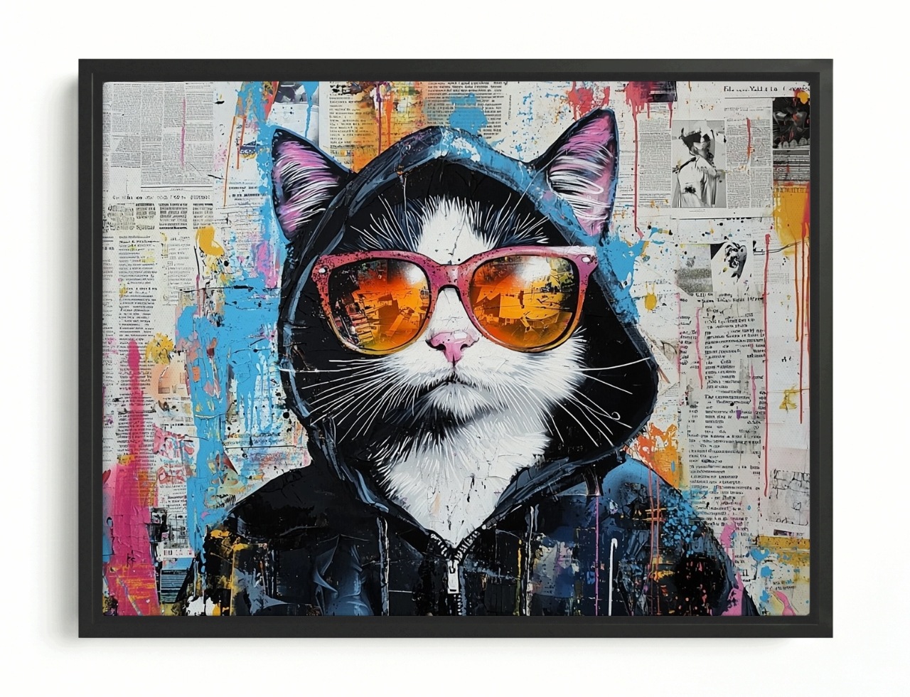 Obraz Rama American Box Graffiti Street Art Urban Grunge Portret Mačka 80x60