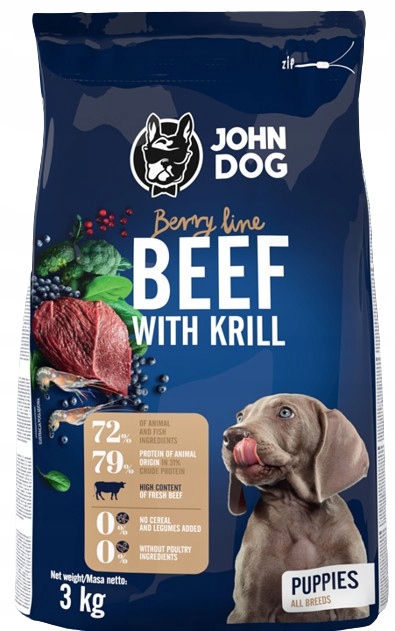 Levně Suché Krmivo Pro Štěňata Hovězí Maso S Krylem Pro Psa John Dog 3 kg