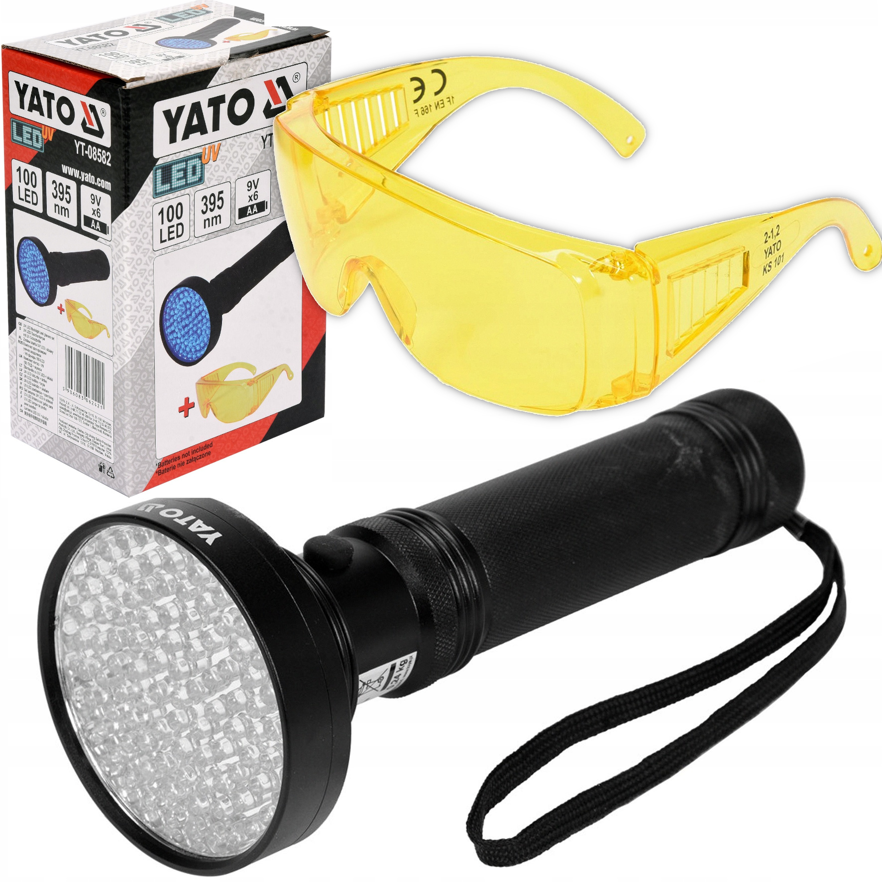 Yato YT-08582 Zestaw latarka UV 100 LED i okulary