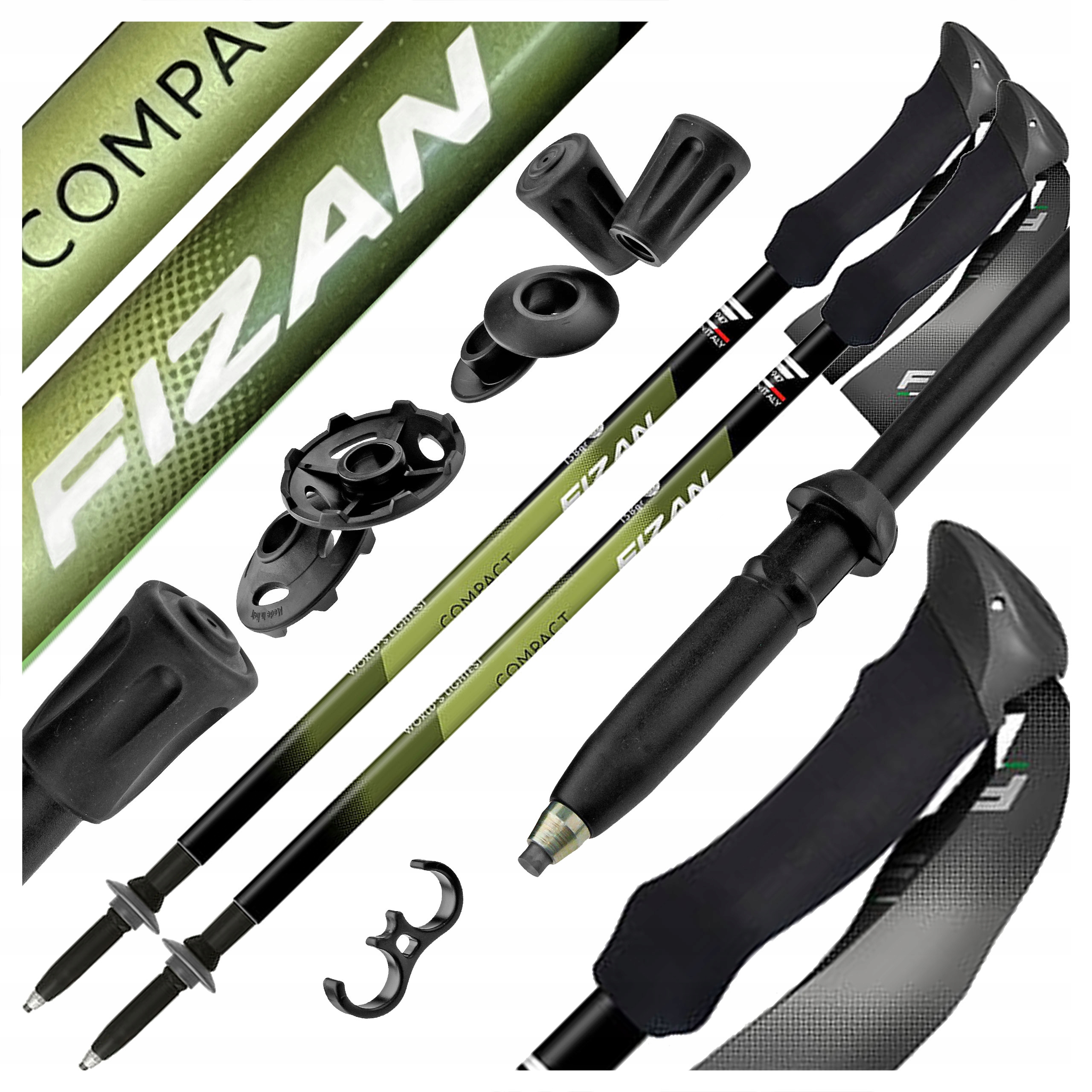 Trekingové Hole Fizan Compact Green Zelené 59-132 cm Nejlehčí Na Hory