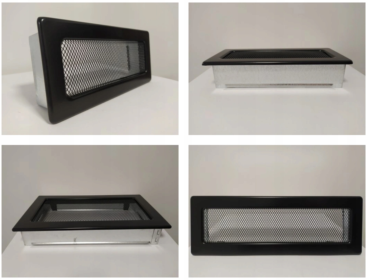 KRATKA KOMINKOWA WENTYLACYJNA 11x24 czarna z siatką metalowa z kieszenią Przeznaczenie wylotowe