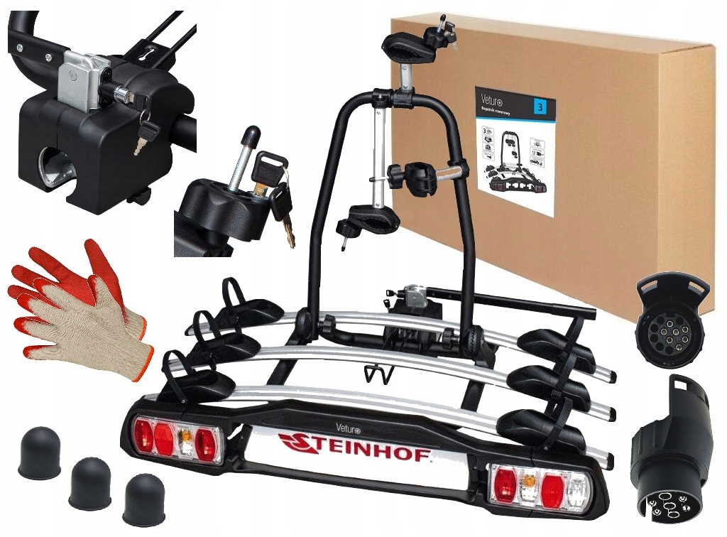 STEINHOF BAGAŻNIK PLATFORMA 3 III ROWERY UCHWYT NA HAK HOLOWNICZY + GRATISY