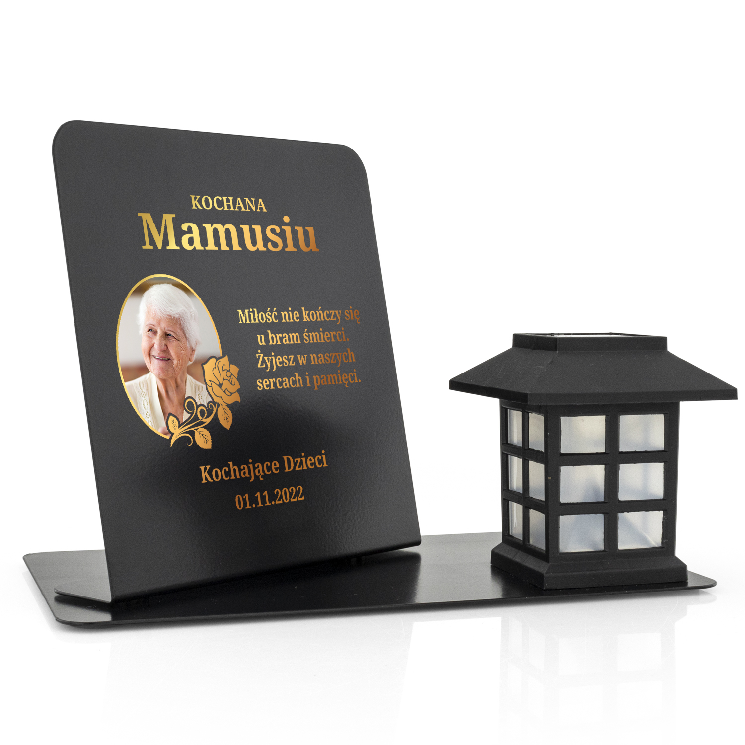 

Lampion Znicz solarny Podstawka Nadruk Mamy Taty