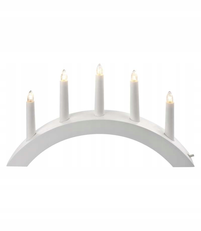 Świecznik drewniany led łuk biały EMOS