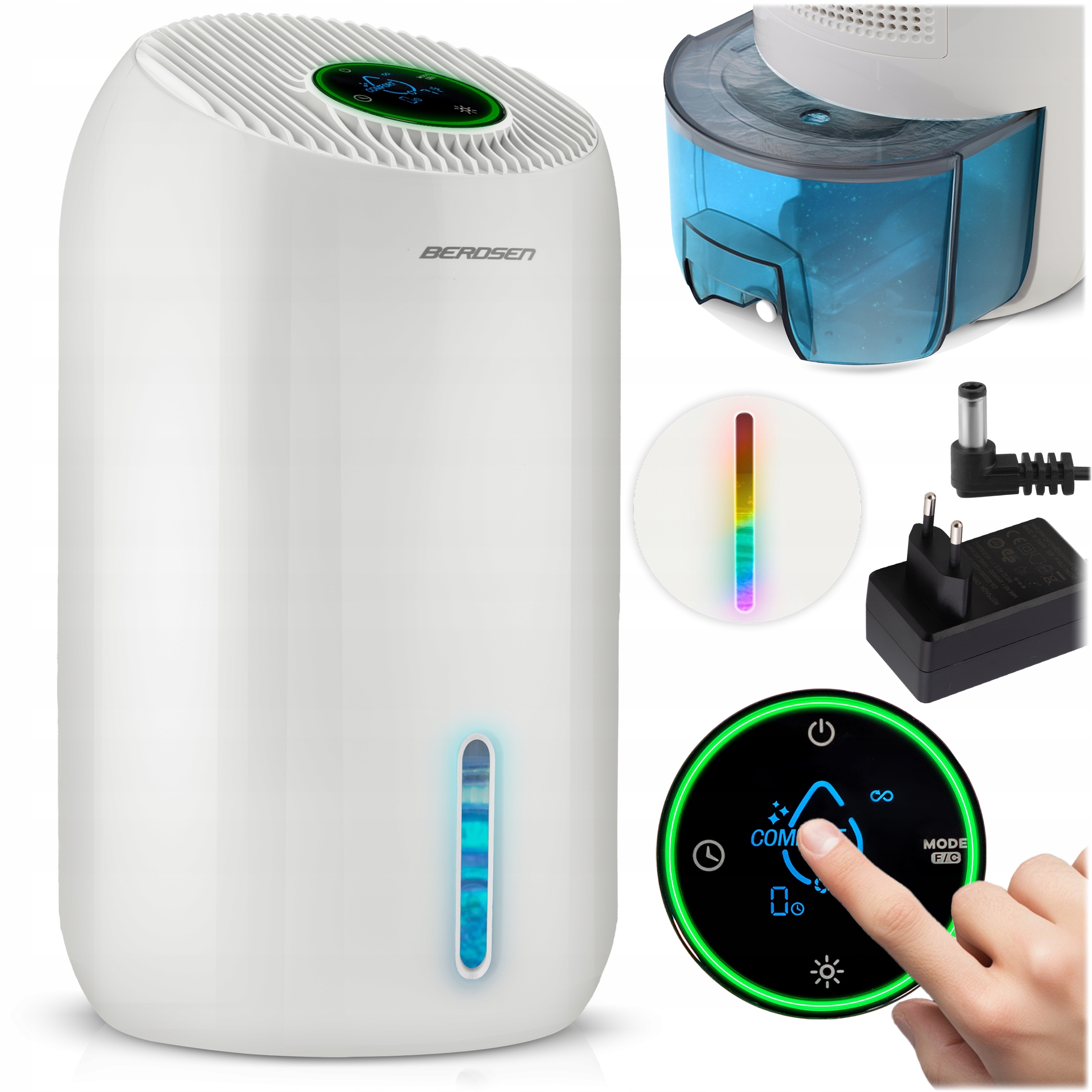 Osuszacz Powietrza Pochłaniacz Wilgoci 60W Cichy 34dB Timer Led Berdsen