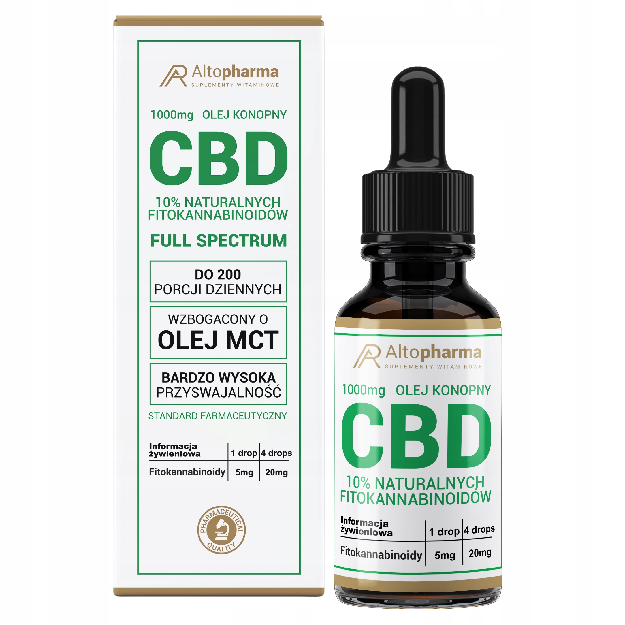 

Olej Konopny Cbd 10% 1000mg Full Spectrum+mct 10ml