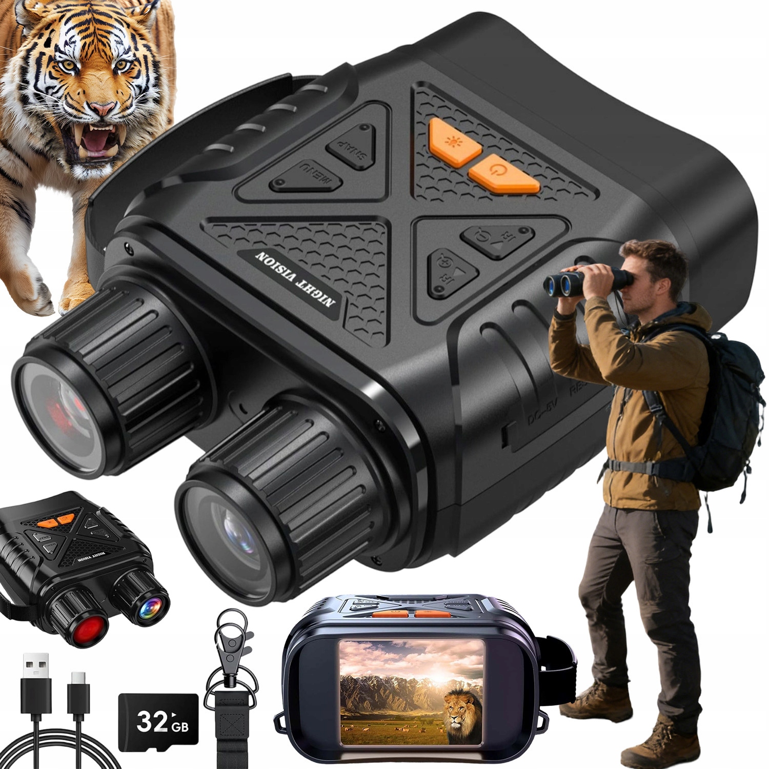 Noktowizor Lornetka Noktowizyjna 2,8" 0.5-800M 10-KROTNY Zoom Cyfrowy Hd