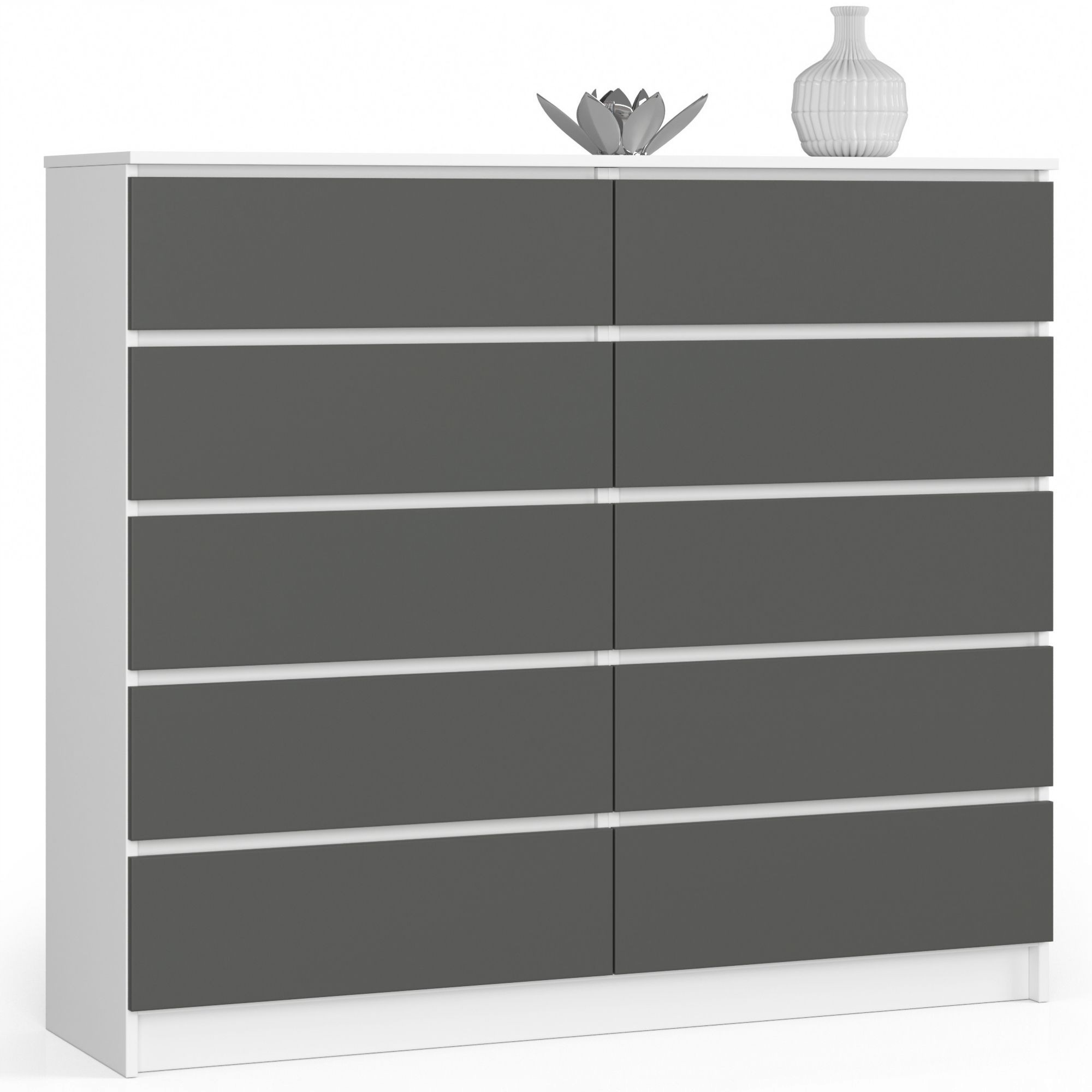 Komoda K140 10SZ Clp Pk Biela Šedá Akd