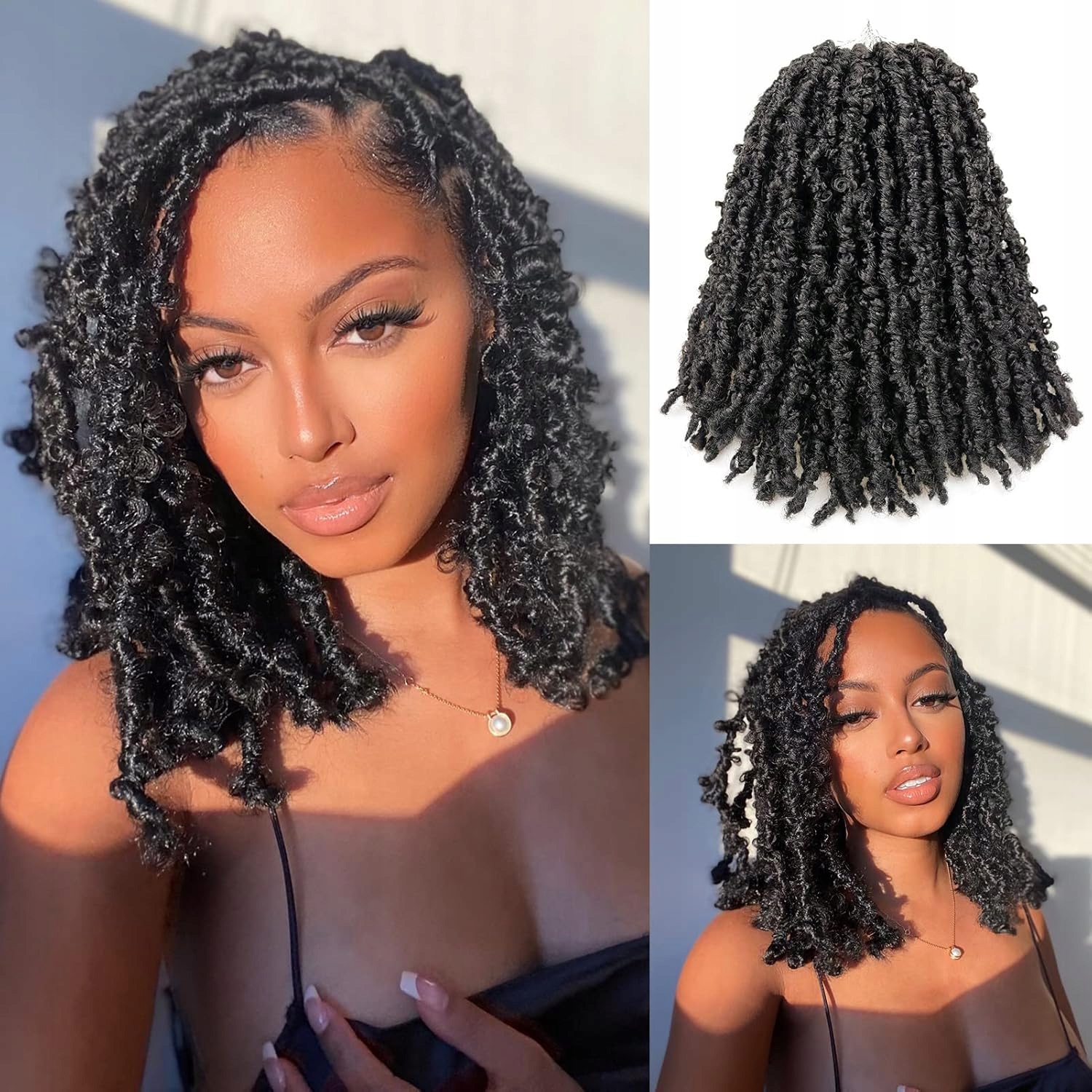 Boho Locs szydełkowe włosy do przedłużania dredy czarny #1B ,7 szt 30 cm