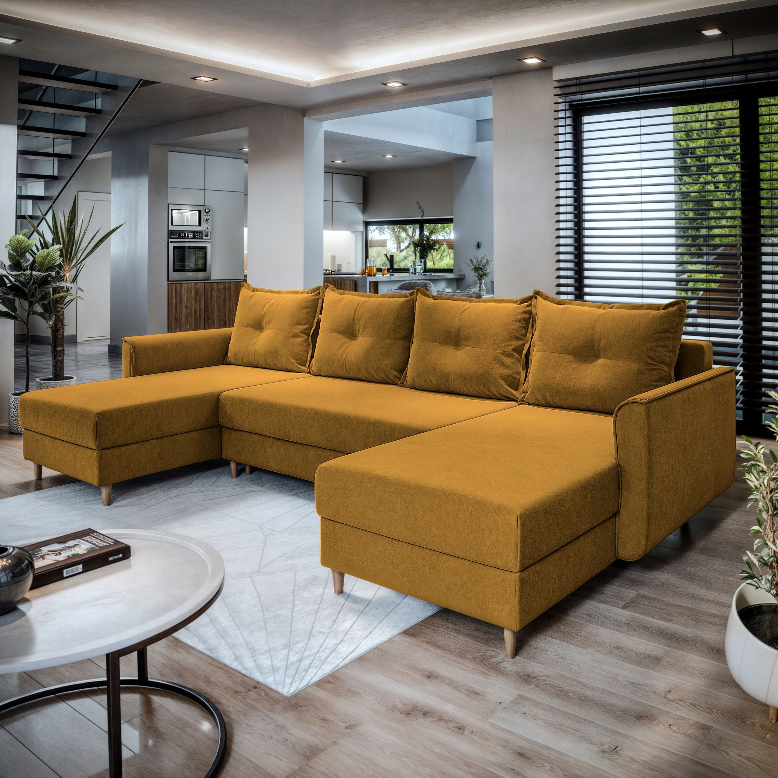 Rohová Sedací Souprava Velká Verni moderní Funkce Spaní módní barvy Kontejner loft